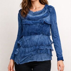 Women's Y2K Style Blue Layered Top